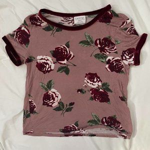 EMPYRE floral mauve top  with suede details